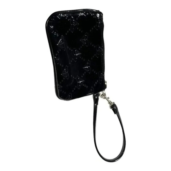 Roxy Black Patent Leather Wristlet Purse Logo Print‎​​​ - Picture 2 of 5